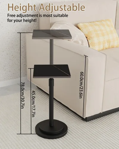 Miniatura 3 de Mesa auxiliar versátil con base de metal, altura ajustable, soporte vintage cuadrado de metal para plantas de interior, para sofá, mesita de noche