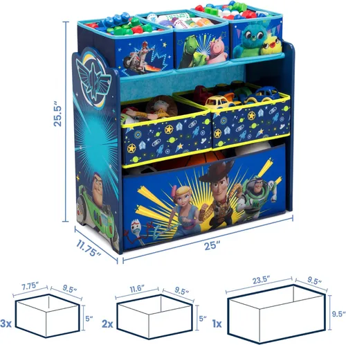 Miniatura 7 de Delta Children - Silla de escritorio con cubo de almacenamiento + Organizador de almacenamiento de juguetes con diseño de 6 contenedores