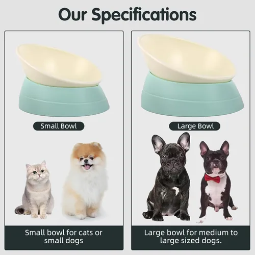 Miniatura 7 de Tazón Bulldog Antideslizante para Perros y Gatos Detachable de Goma Tazón para Perros Desechable Inclinado Comedero para Mascotas con Base Inclinada
