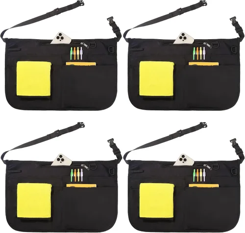 Miniatura 8 de Delantal de servidor impermeable para mujeres con 6 bolsillos, delantal de camarera fácil de poner y quitar, delantal de trabajo para cantinero