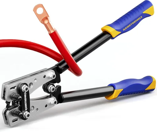 Miniatura 13 de haisstronica Kit de herramientas de engaste de cable de batería resistente, trinquete hexagonal de mango extendido para terminales de cobre