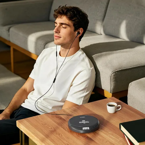 Miniatura 8 de Coby Reproductor de CD Bluetooth portátil con radio FM y auriculares, disco recargable anti-salto con reproducción de MP3, entrada AUX, súper bajo