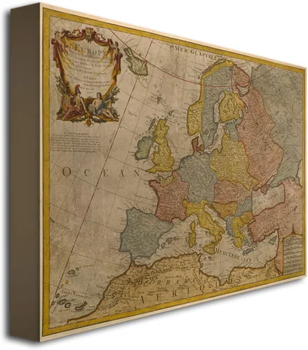 Miniatura 2 de Trademark Fine Art Mapa de Europa 1700 por Paris Guillaume Delisle - Obra de arte en lienzo, 14 x 19 pulgadas