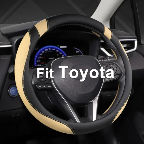 Miniatura 14 de West Llama Funda personalizada para volante de automóvil para Toyota Tacoma, 4Runner, Tundra, Sequoia, 15.5-16 pulgadas (negro + azul, tamaño grande)