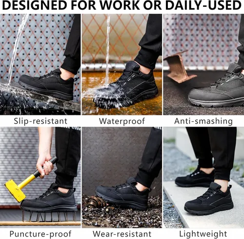 Miniatura 6 de Steel Toe Shoes for Men Women, Non-Slip Waterproof Work Safety Shoes, Indestructible Puncture-Proof Construction Industrial Shoes, Zapatos