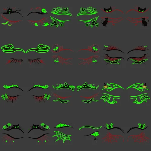 Miniatura 12 de 124 tatuajes temporales de Halloween que brillan en la oscuridad para niños, calcomanías de tatuaje falsas luminosas impermeables para fiesta