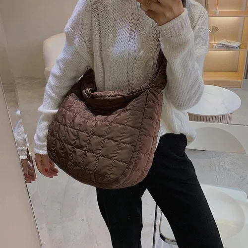 Miniatura 4 de Bolsas de mano acolchadas para mujer, ligeras, acolchadas, ligeras, de nailon, de algodón, acolchadas, grandes
