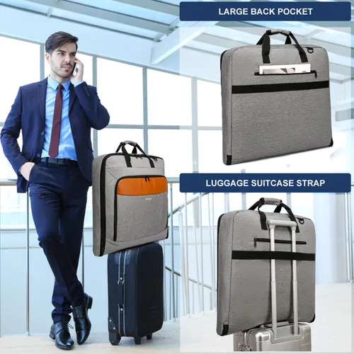 Miniatura 6 de Bolsa de viaje grande de viaje para hombres de 40 pulgadas, 3 bolsas de ropa para viajes de negocios, maletas colgantes 2 en 1 para viajes, bolsa