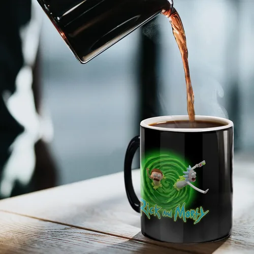 Miniatura 5 de Morphing Mugs Rick and Morty – 3D Green Portal – Una taza de cerámica que cambia de color de 11 oz – Imagen revelada cuando se añade líquido