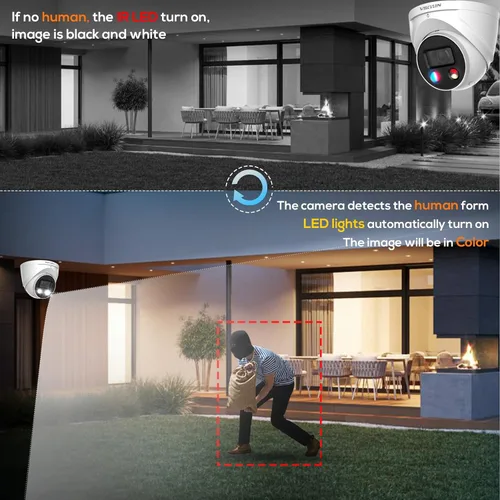 Miniatura 3 de VIKYLIN 4K 8MP POE IP AI Wizsense Cámara, DMSS/SmartPss Lite, disuasión activa con audio bidireccional, visión nocturna inteligente de doble luz