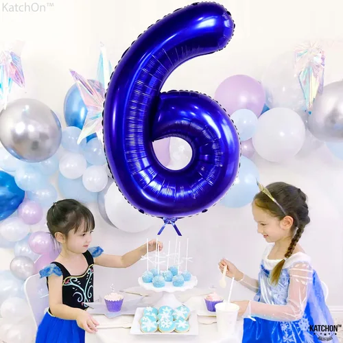 Miniatura 673 de KatchOn, Globo grande azul número 2 de 40 pulgadas Decoraciones de cumpleaños de Baby Shark para niño de 2 años Globo azul número 2 Globo
