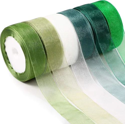Miniatura 11 de 6 rollos de cinta de organza de gasa transparente a granel para envolver decoración de San Valentín, boda, cumpleaños, ramo de guirnaldas