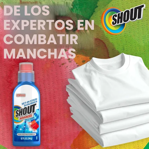 Miniatura 7 de Shout Gel removedor de manchas avanzado para ropa sucia, gel ultra concentrado con cepillo limpiador integrado para manchas profundas, 8.7 onzas