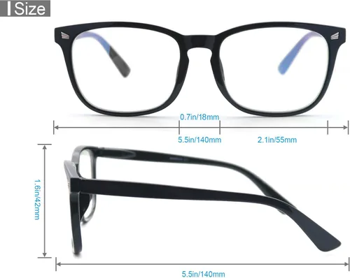 Miniatura 3 de Lentes de lectura para mujer + 2.00 con bloqueo de luz azul, lentes cuadrados para tramposos, paquete de 4 lentes transparentes, antirreflejos