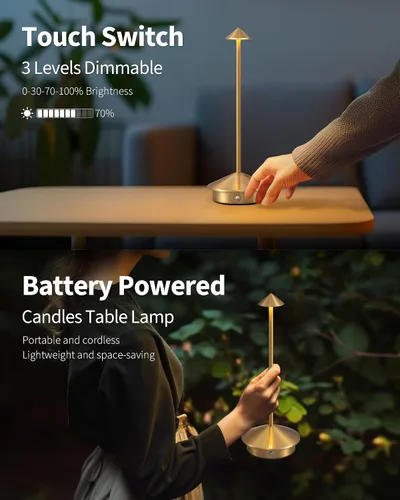 Miniatura 4 de Juego de 2 lámparas de mesa modernas inalámbricas, lámparas de escritorio LED portátiles, iluminación con batería recargable de 5000mAh