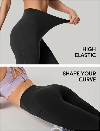 Miniatura 4 de IUGA Pantalones deportivos para yoga y entrenamiento para mujer, de talle alto, con control de abdomen, bolsillos, tela elástica en 4direcciones