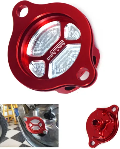 JFG RACING Tapa de Filtro de Aceite de Billete para Moto CRF250R 2004-2009, CRF250X 2004-2017 Dirt Bike, ROJO