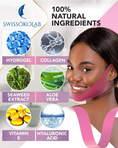 Miniatura 2 de SWISSÖKOLAB Máscara facial con levantamiento en forma de V, parche para barbilla, reductor de mentón, ajuste de contorno de barbilla, reafirmante