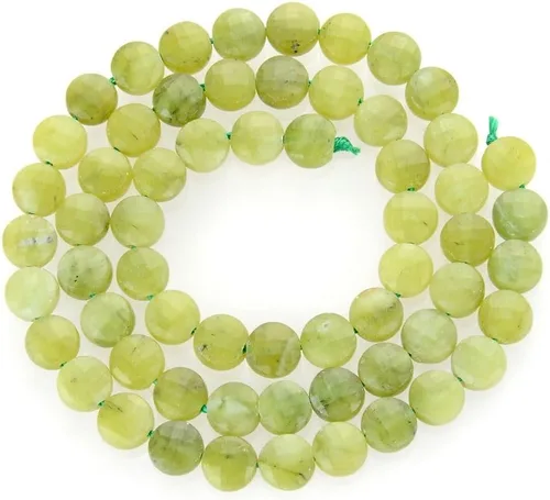 Miniatura 3 de Adabele GZ13-12 - Piedra preciosa de jade nefrita verde natural de 15 pulgadas, 0.236 in, moneda redonda plana facetada, cuentas sueltas, espaciador