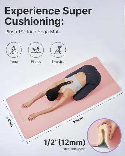 Miniatura 3 de YOTTOY Tapete de Yoga, Tapete de Yoga Extra Grueso (1/2 pulgada), Tapete Profesional de TPE para Ejercicio, Tapete de Entrenamiento Antideslizante