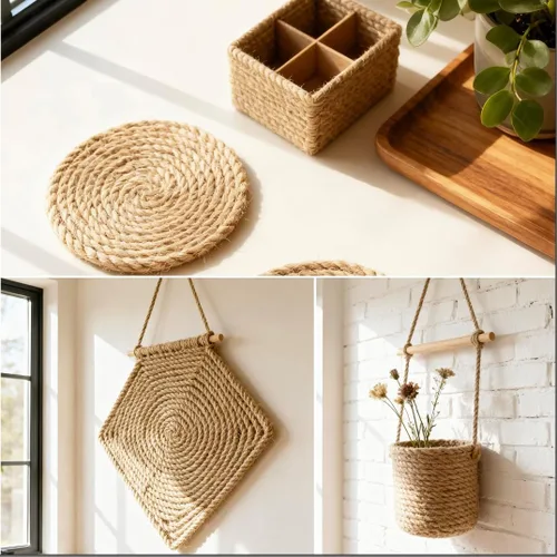 Miniatura 7 de Cuerda de yute de 1/2 pulgadas y 50 pies, material natural, cuerda de yute resistente trenzada para manualidades en interiores y exteriores