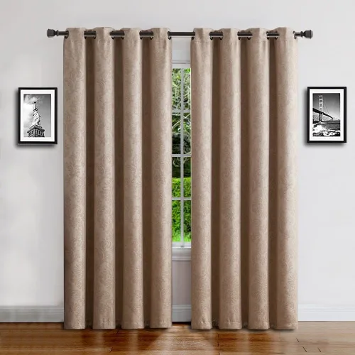 Miniatura 16 de Warm Home Designs 1 par (2 paneles) de cortinas opacas de carbón gris con patrón de flores de damasco texturizado en relieve. Cada panel de cortina