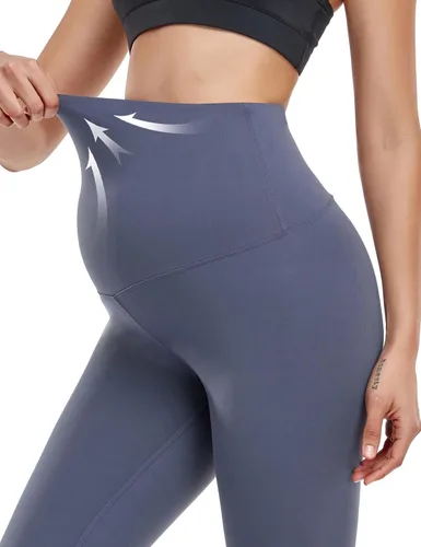 Miniatura 5 de HOFISH Leggings de maternidad para mujer, sobre el vientre, no se transparentan, pantalones de yoga suaves, leggings de entrenamiento activo