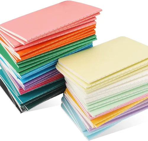 Miniatura 8 de Oucaru 64 mini cuadernos a granel, 3.5 x 5.5 pulgadas, 12 colores arcoíris, juego de 60 páginas de papel rayado de bolsillo pequeño, mini cuaderno