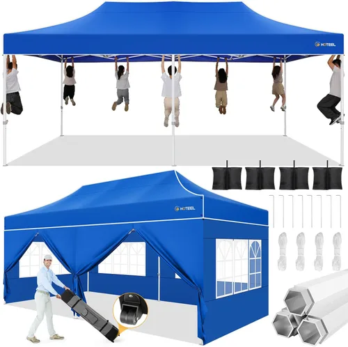 Miniatura 36 de Hoteel 10x15 Pop Up Canopy Tent Heavy Duty with 4 Sidewalls, Waterproof Party Tent, Easy Set-up Commercial Instant Tents with Roller Bag & Sandbags