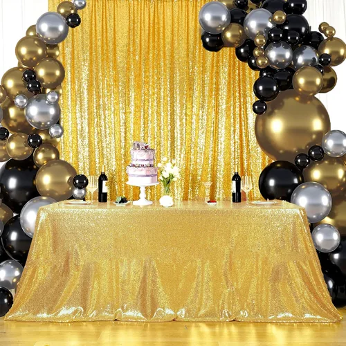 Miniatura 9 de Juya Delight Mantel rectangular negro de lentejuelas de 50 x 80 pulgadas para fiesta, cena, banquete, festival, boda, aniversario, exposición, mesa