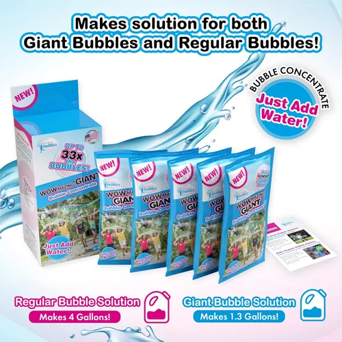 Miniatura 2 de WOWMAZING Recambio de burbujas grandes – Solución concentrada de burbujas gigantes hace 4 galones 5 bolsas para la diversión de los niños