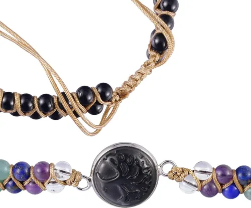 Miniatura 2 de Nupuyai Pulsera de piedra de cuentas de 7 chakras Pulsera ajustable de macramé ajustable de 0.157 in con cuentas de yoga de doble capa de cristal