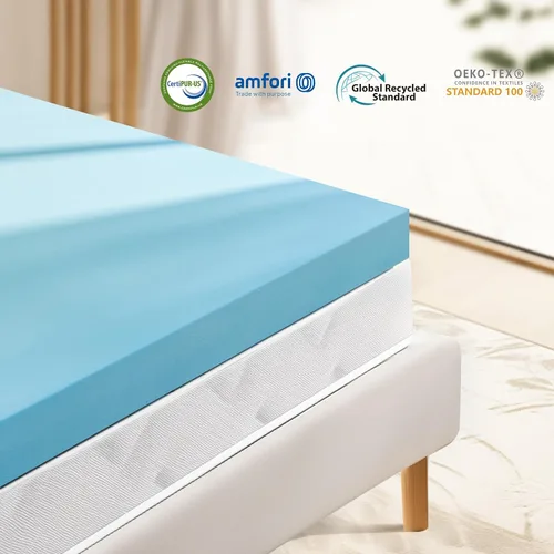 Miniatura 5 de Subrtex Cubrecolchón de espuma viscoelástica, cubrecolchón de espuma viscoelástica con infusión de gel de 3 pulgadas, cubrecolchón de espuma