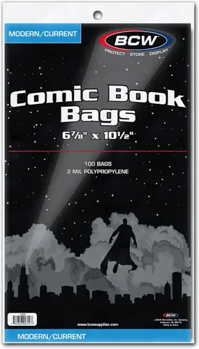 Miniatura 6 de BCW Current Comic Bags (paquete de 1000) – Bolsas de cómics BCW sin ácidos para cómics modernos Protección transparente de funda para cómics 6