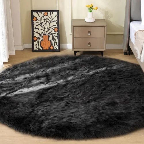 Miniatura 76 de ORINOVA Alfombras de pelo sintético lavable de color gris plateado claro para dormitorio, alfombra de felpa para sala de estar, alfombra