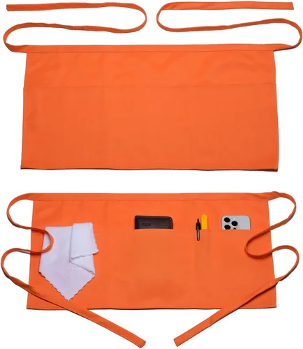 Miniatura 8 de Argstar 2 Pack Server Apron with 4 Pockets, Waitress Waiter Waist WaterDrop Resistant Short Aprons Negro