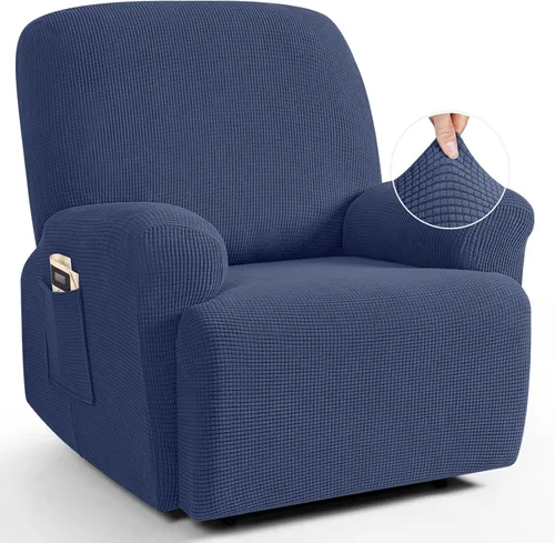 Miniatura 16 de TAOCOCO Funda reclinable de 4 piezas, funda elástica para sofá reclinable de 4 piezas, funda reclinable con 1 asiento, protector suave, fundas