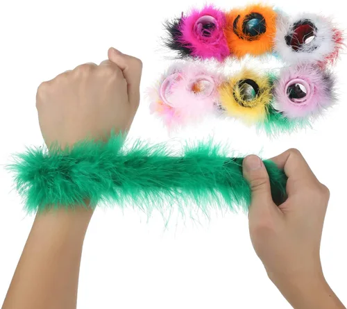 Miniatura 2 de Cooluckday 2 pulseras de plumas para mujer, diseño de círculo, palmaditas, decoración de muñeca, brazaletes