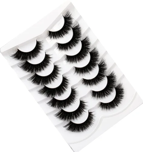 Miniatura 404 de Pooplunch - Pestañas postizas finas de visón sintético, estilo ojo de gato, naturales, cruzadas, tipo racimo, efecto 8D de volumen, tiras