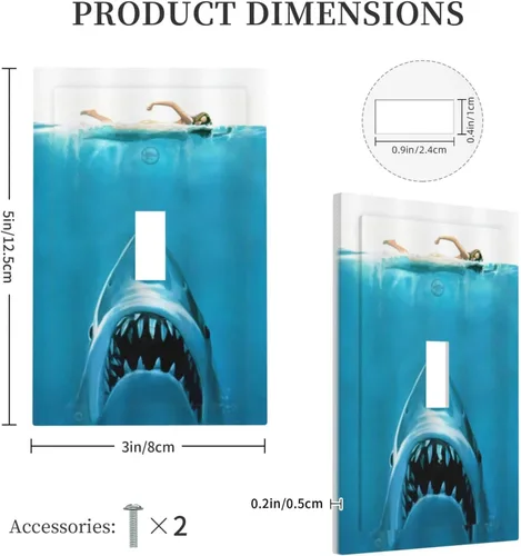 Miniatura 5 de Divertidas Cubiertas de Interruptor de Luz de Tiburón Azul del Océano Mujer Nadando 1 Gang Placa de Pared de Palanca Individual Cubierta Decorativa