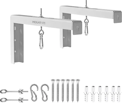 Miniatura 12 de Mount-It! Soportes en L para pantalla de proyector, soporte para colgar en la pared para proyector doméstico y pantallas de películas, ganchos