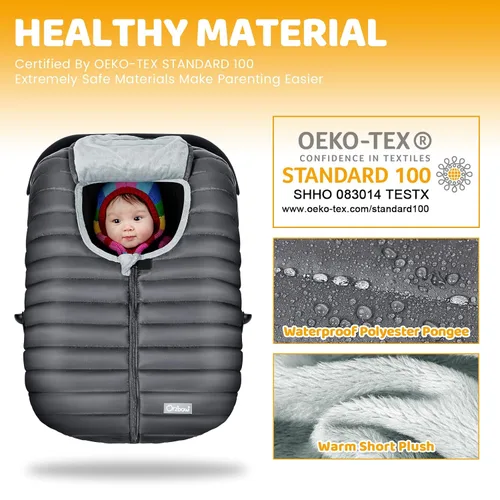 Miniatura 5 de Orzbow Funda de asiento de automóvil para bebé, funda de asiento de automóvil de invierno para niños y niñas, fundas cálidas para asiento de Gris