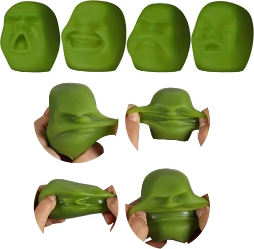 Miniatura 10 de Poen 4 piezas de bolas antiestrés de cara humana para adultos, divertidas bolas de emoción para la cara, juguetes sensoriales para aliviar la Negro