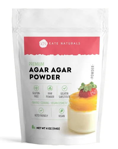 Kate Naturals Polvo de agar agar para cocinar y platos de Petri. Polvo sustituto de gelatina vegana sin sabor para hojas de gelatina y halal (4