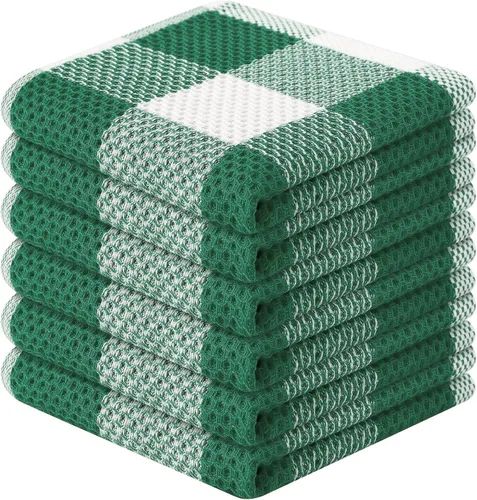 Miniatura 31 de Homaxy Paños de cocina 100% algodón, tejido gofre a cuadros, 12 x 12 pulgadas, toallas para platos súper suaves y absorbentes, de secado rápido