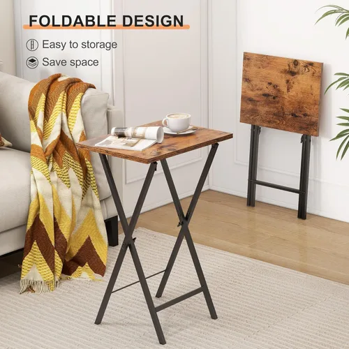 Miniatura 4 de Acovy Juego de 2 Mesas Bandeja para TV, Bandeja de Cena para TV, Mesa Plegable, Mesas-Bandeja de TV Plegables, Mesa Auxiliar para Cama, Sofá