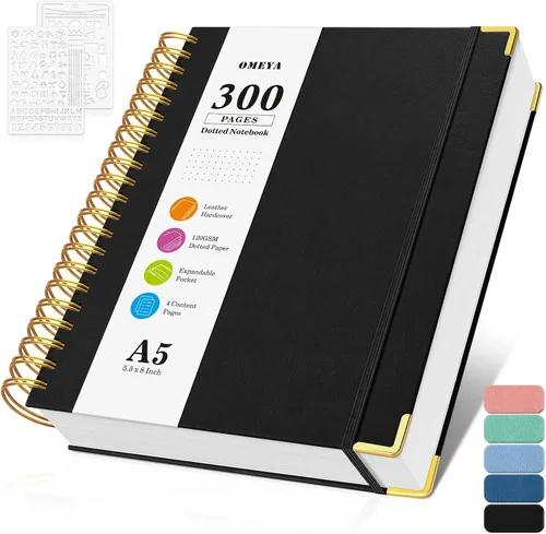Miniatura 15 de Cuaderno de viñetas con espiral, diario de 300 páginas de cuero con contenido, cuadernos de 120 g/m² de papel grueso que no deja pasar la tinta