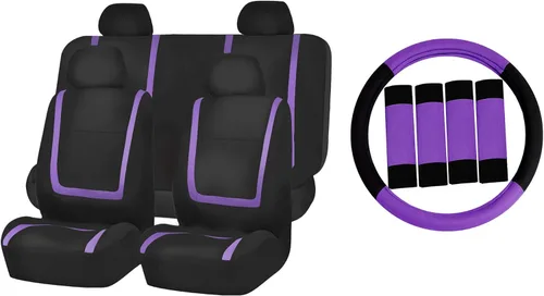 Miniatura 11 de FH GROUP FH-FB032114 fundas de asientos de automóvil de tela lisa exclusivas con funda de volante FH GROUP FH2033 y almohadillas de cinturón