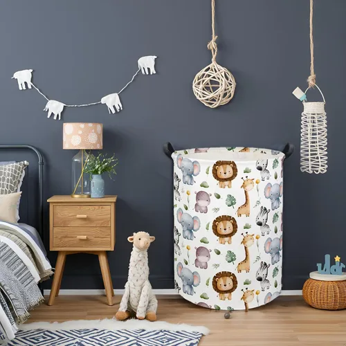 Miniatura 2 de Cesta de Ropa Sucia para Bebé Canasta para Bebé para Guardería de Niño y Niña Lindo Contenedor Organizador de Almacenamiento de Juguetes para Niños
