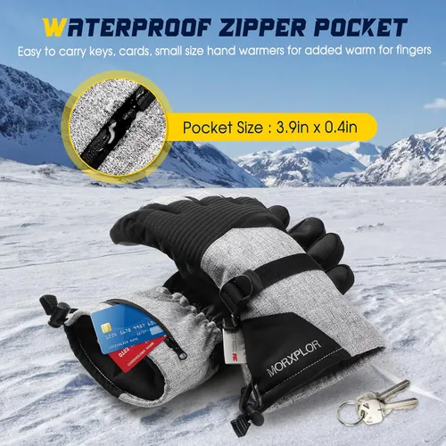 Miniatura 6 de MORXPLOR Guantes de nieve de esquí de invierno para hombres y mujeres, impermeables, resistentes al viento, para pantalla táctil, guantes